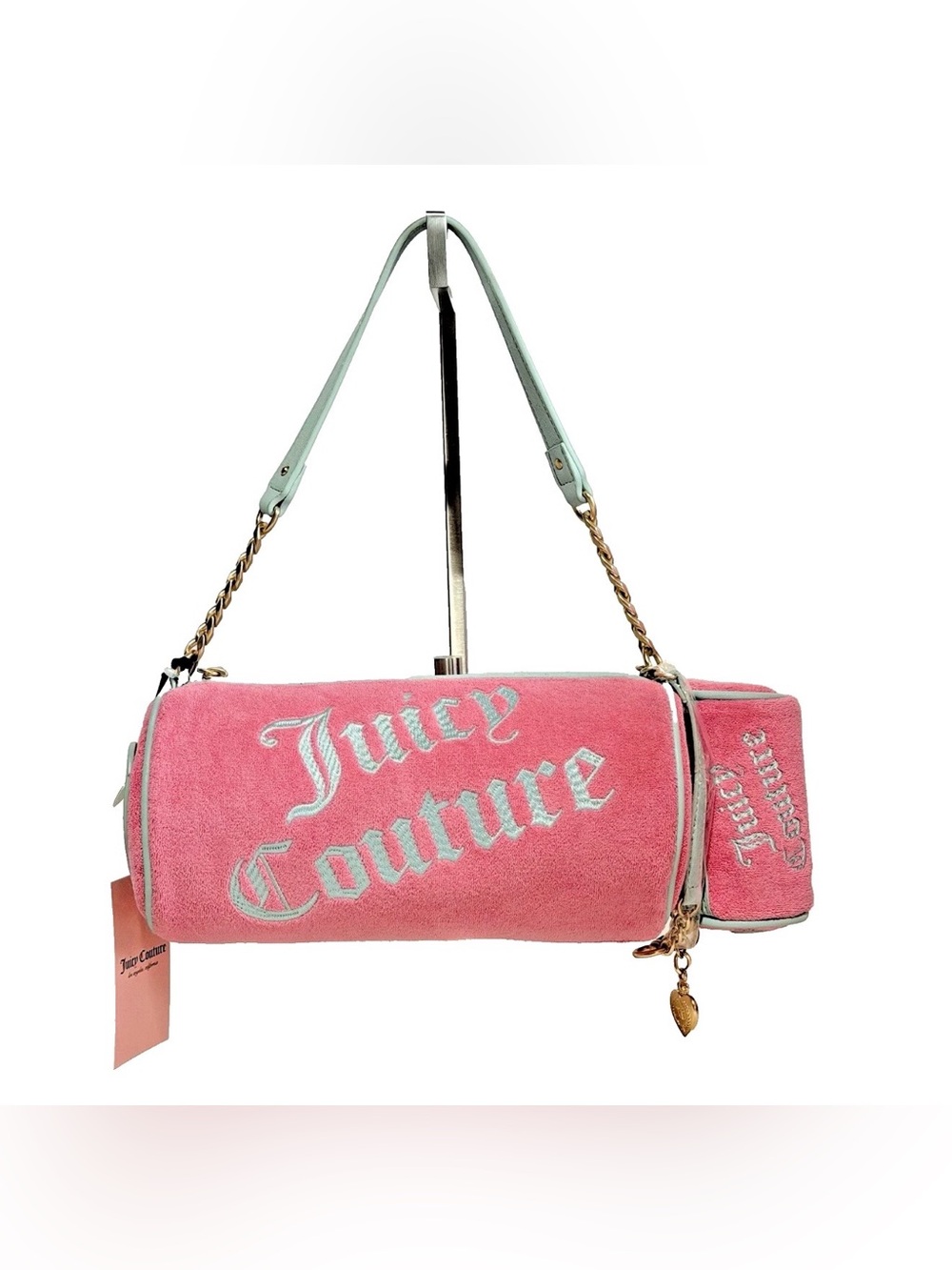 NWT Juicy Couture Bag  Terry Cloth Velour Barrel Shoulder Bag Set Y2K Pink/Blue